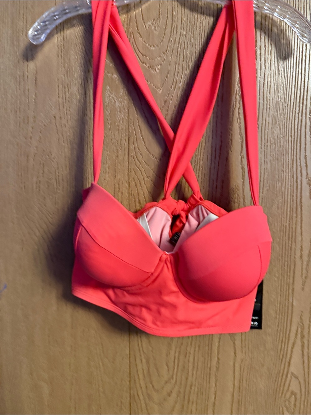 torrid Coral Padded Bralette Swim Top with Crossback Straps